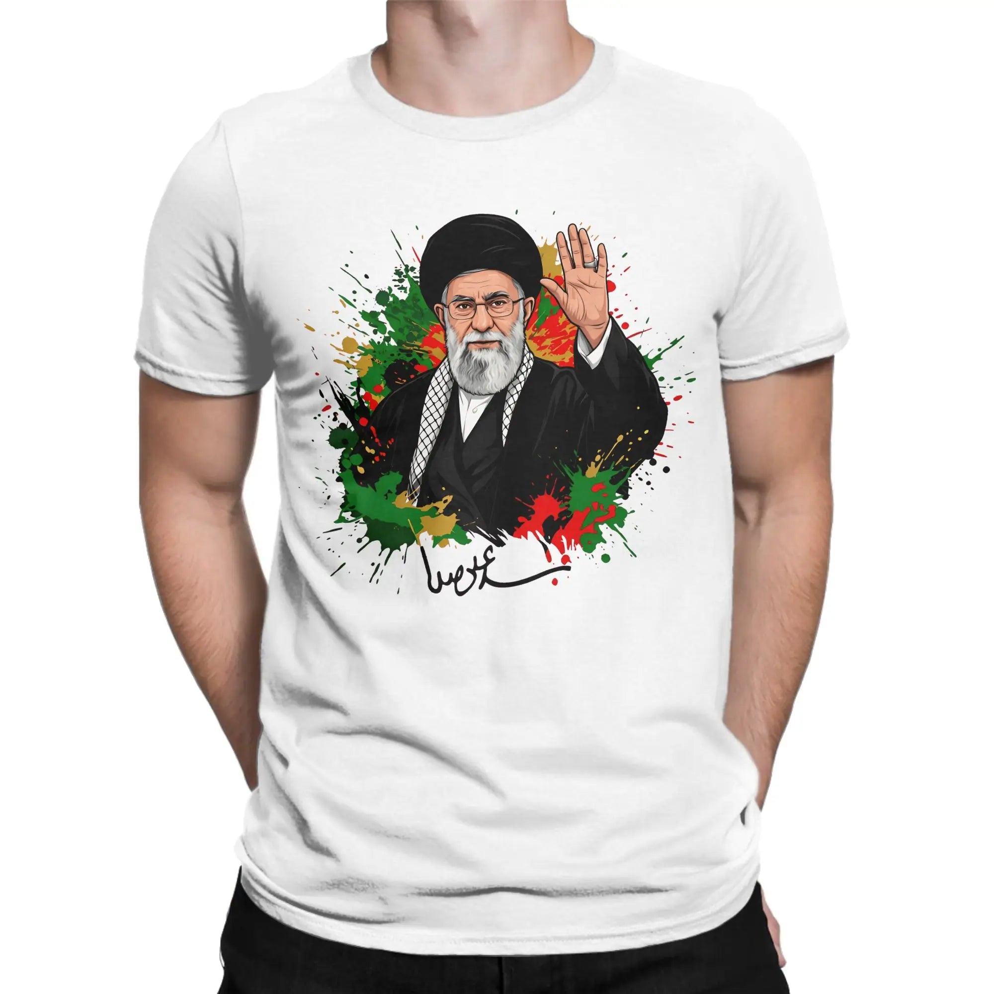 Vintage T Shirt Summer Ali Khamenei Fashion T Shirts  Pure Cotton Tee Shirt for Men's Y2K Retro Wholesale Short Sleeve Tops