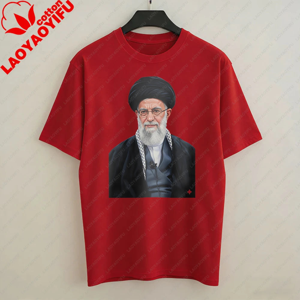 Supreme Leader of Iran Graphic T-Shirt Religious Figure Printing Tshirt Mourning Khamenei Shirt Unisex Cotton Short-sleeve Tees