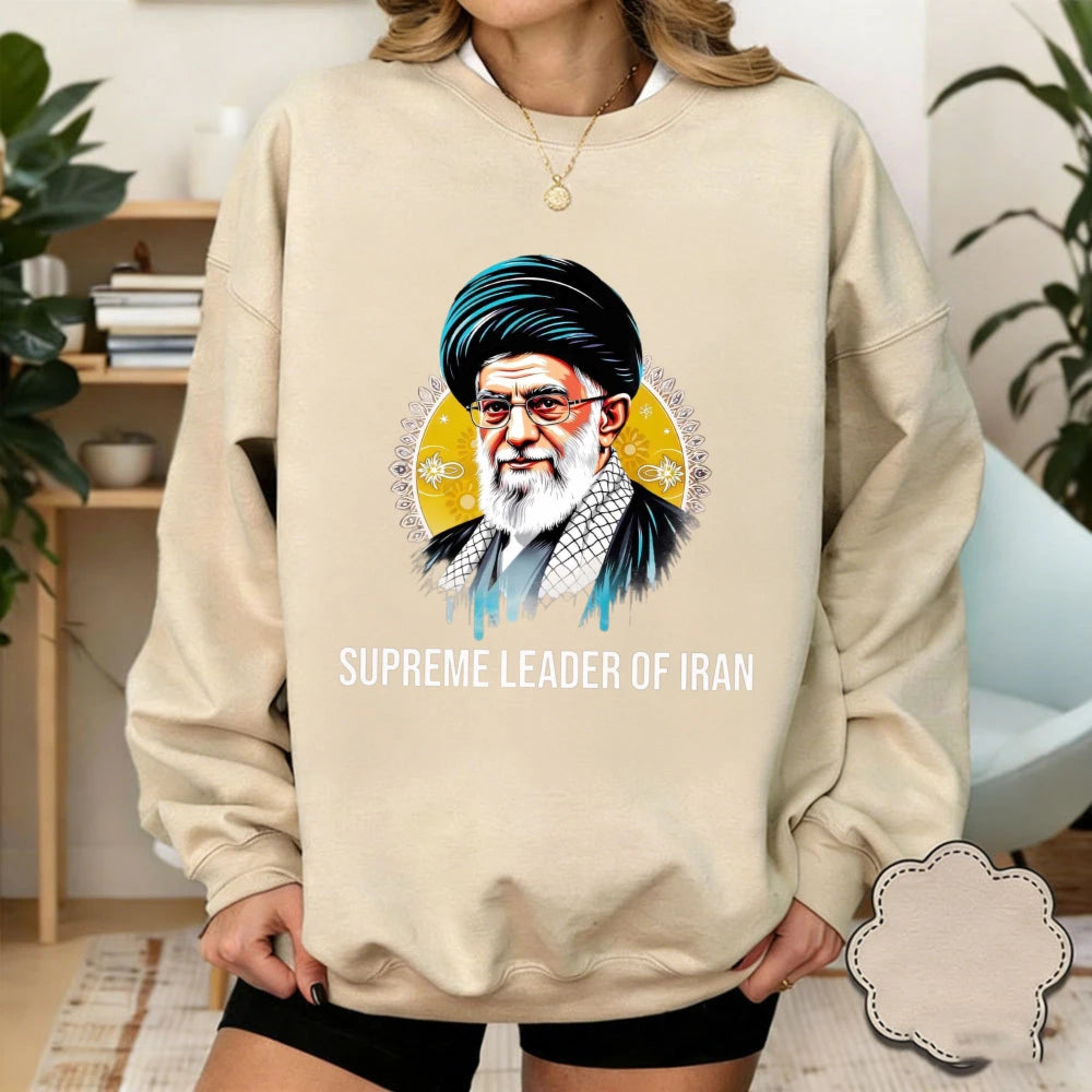 Ali Khamenei Supreme Leader of Iran Womenpullover Iranian Heritage Solidarity Winter Long-sleeved Sweater No War with Iran Tees