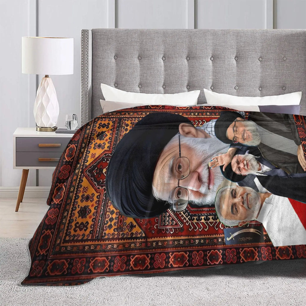 Soft Warm Blanket Ayatollah Sayyed Ali Khamenei Iranian Leader Throw Blanket  Flannel Bedspread For Couch Chair Sofa Bed Cover