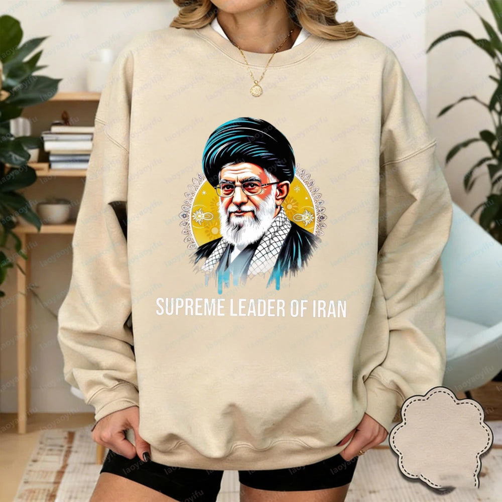 Ali Khamenei Supreme Leader of Iran Womenpullover Iranian Heritage Solidarity Winter Long-sleeved Sweater No War with Iran Tees