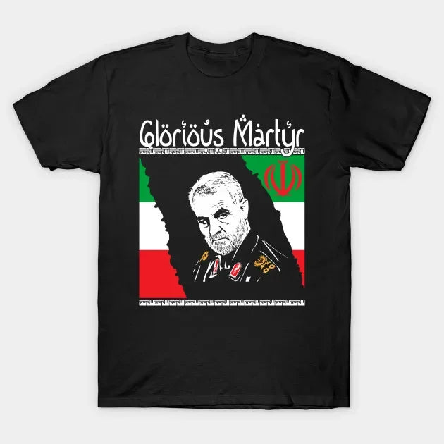 Qasem Soleimani Glorious Martyr Men's 100% cotton summer short sleeve O-neck printed T-shirt.
