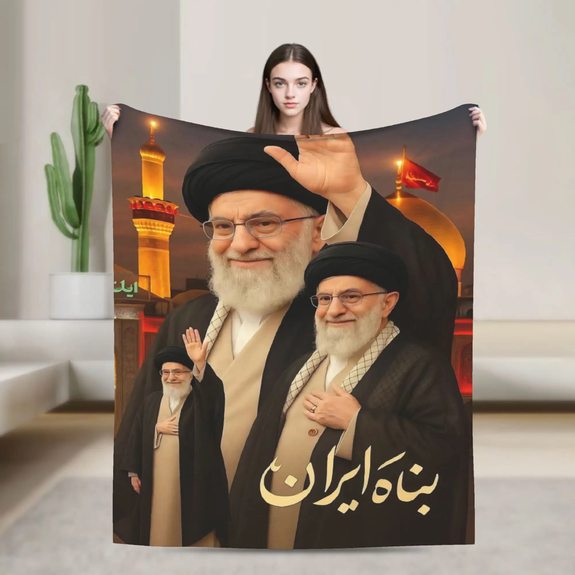 Ayatollah Sayyed Ali Khamenei Iranian Leader Blanket Aesthetic Throw Blanket Home Decor Flannel Bedspread Sofa Bed Cover