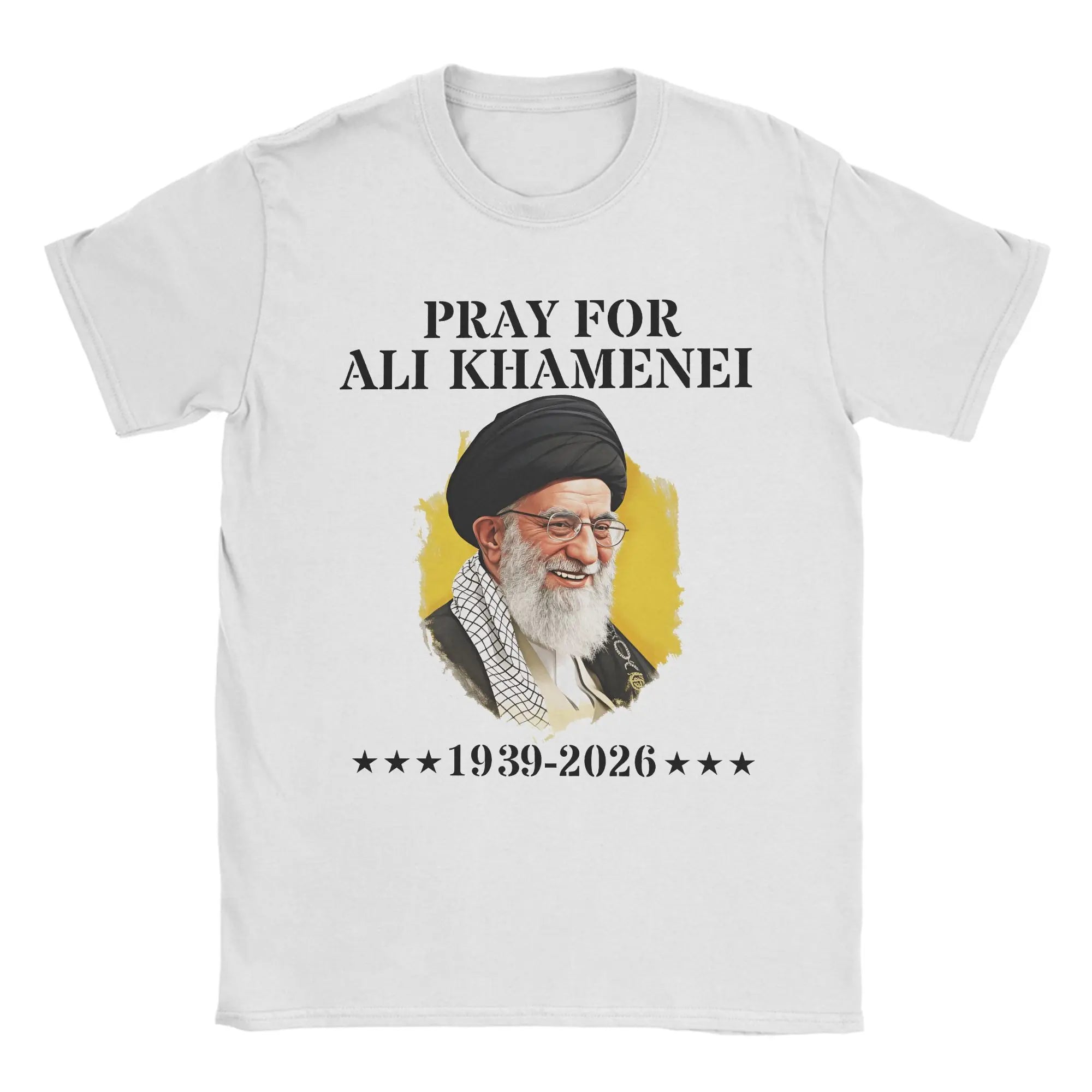 Pray for Ali Khamenei T-Shirt Summer Hippie T-Shirts Men Pure Cotton Round Neck 4XL 5XL 6XL Top Tees Short Sleeve Y2K Fun Tshirt