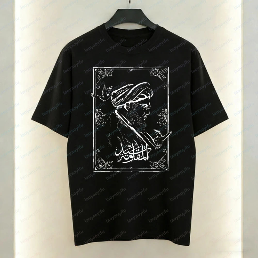 Iran Men's T-Shirt Arabic Calligraphy and Supreme Leader of Iran Graphic T Shirts Mourning Khamenei Shirt Unisex Cotton TopsTees