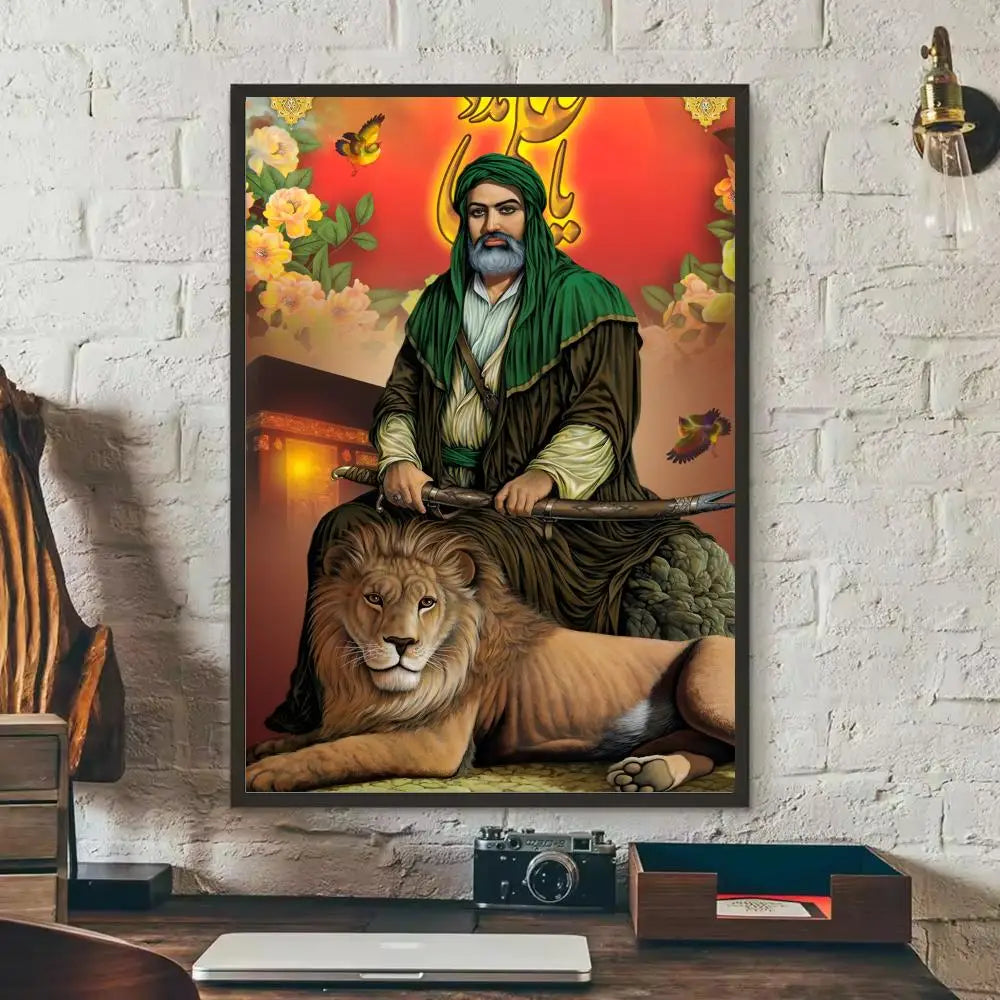 Imam Hussain Ali art anime Painting Calligraphy Anti-wrinkle Canvas Poster Wall Art Print Home Decor