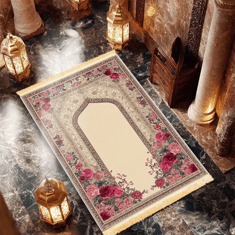 VIKAMA Islamic Prayer Mat Collapsible Fringe Muslim Prayer Mat Indoor Outdoor Portable Kneeling Mat Home Decor