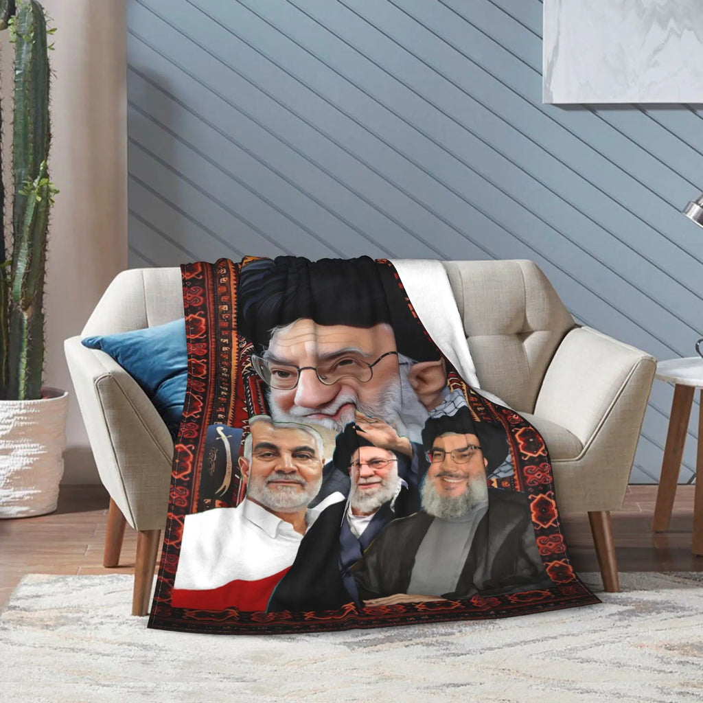 Soft Warm Blanket Ayatollah Sayyed Ali Khamenei Iranian Leader Throw Blanket  Flannel Bedspread For Couch Chair Sofa Bed Cover