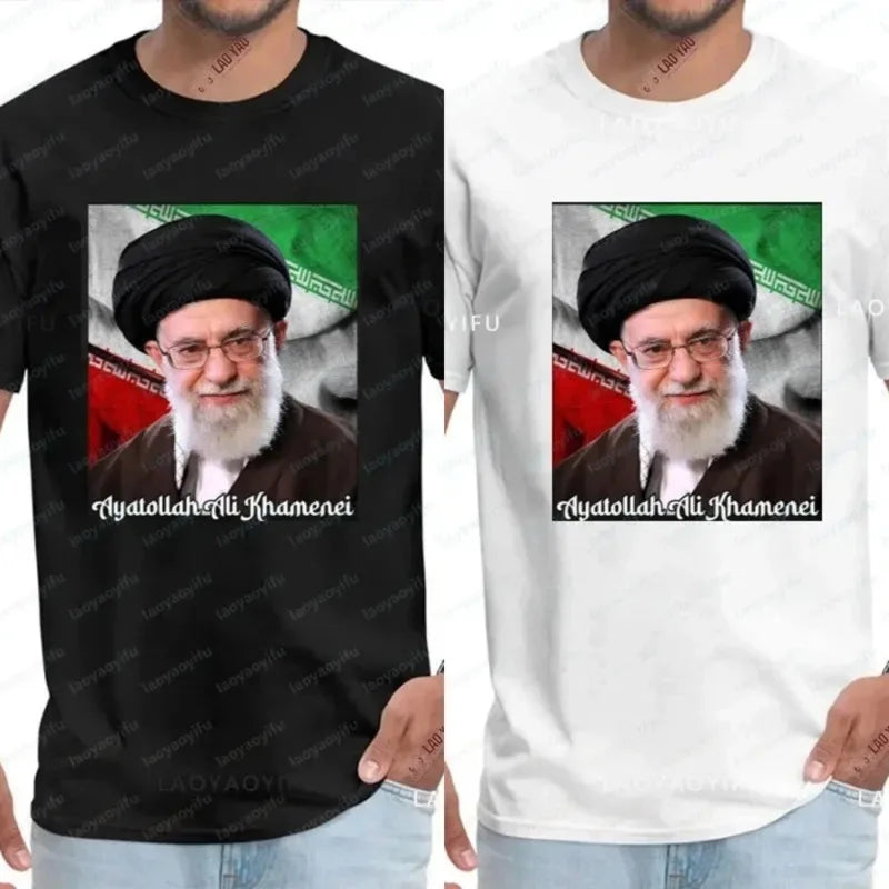 Hip Hop Graphic T-Shirt Y2K Khamenei Print Oversized Tee Men Women Cotton Short Sleeve Streetwear O-Neck Summer T Shirt Gift New
