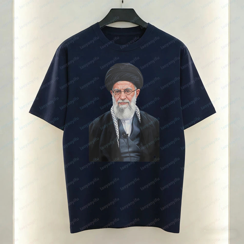 Supreme Leader of Iran Graphic T-Shirt Religious Figure Printing Tshirt Mourning Khamenei Shirt Unisex Cotton Short-sleeve Tees