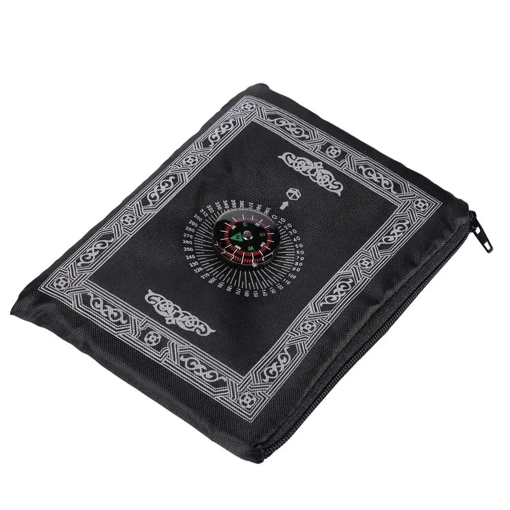 Muslim Prayer Rug Portable Large Size Braided Mats Simply Print with Compass In Pouch Travel Home New Style Pilgrimage Blanket