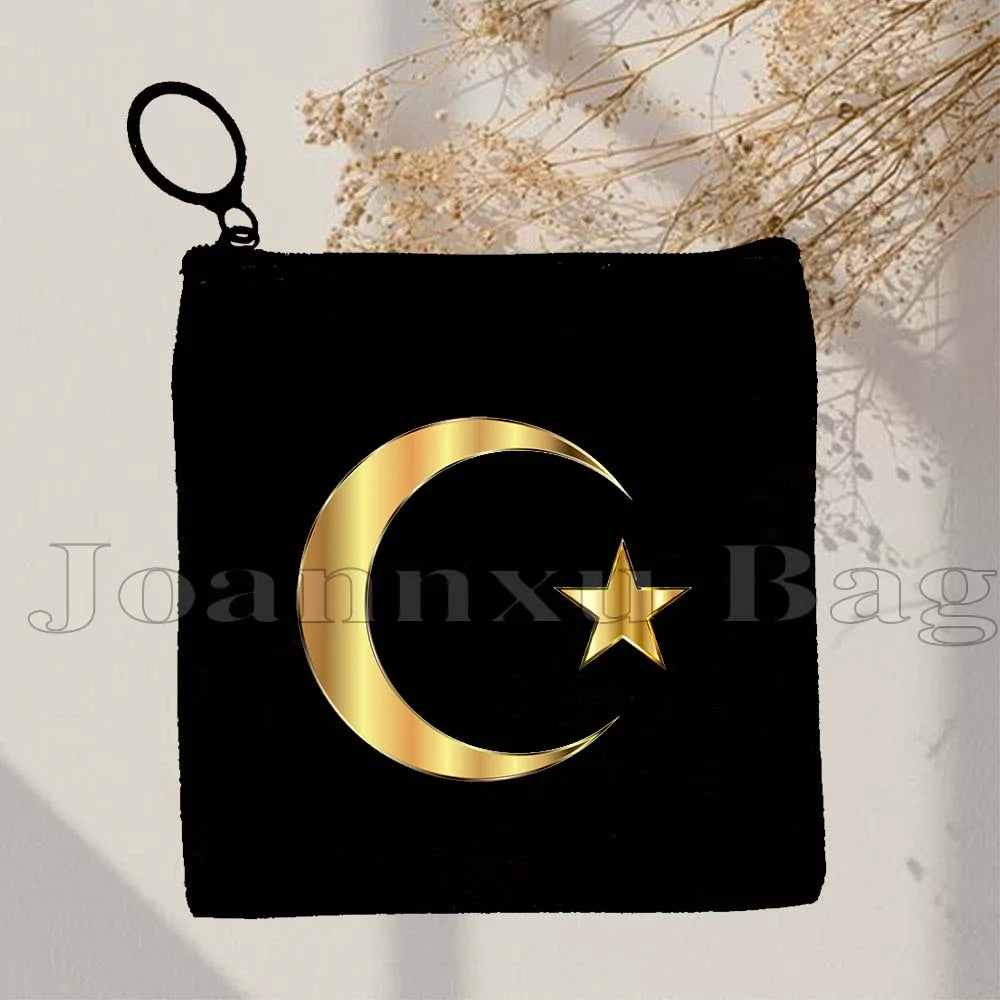 Islamic Quotes Labaik Ya Hussain Quran Arabic Calligraphy May Allah Cute Gifts Canvas Coin Purse Key Case Small Bag Wallet Pouch