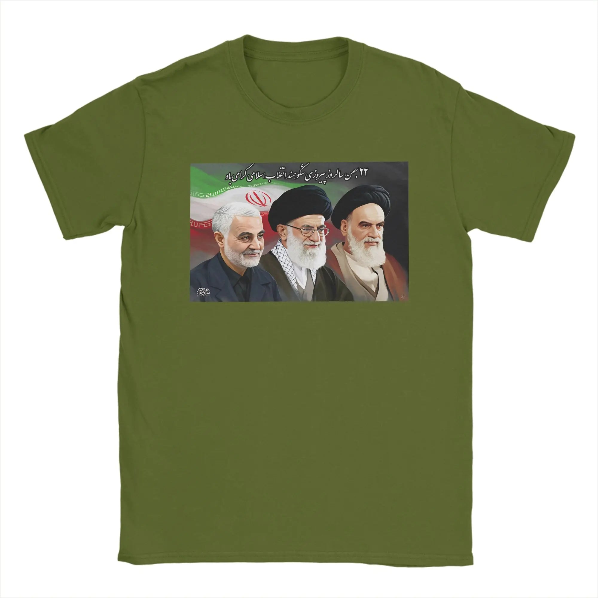Qasem Soleimani Ali Khamenei Ruhollah Khomeini RIP T Shirt Beach lran flag T Shirts Men Cotton O-Neck Plus Size 5XL Tshirt