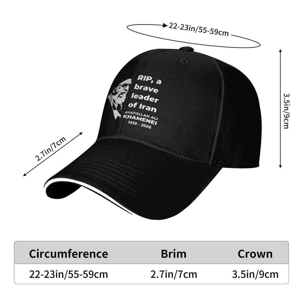 RIP Iran Ayatollah Ali Khamenei 1939 - 2026  Caps For Unisex Cool Baseball Cap  Snapback Hat Golf Headewear Gift