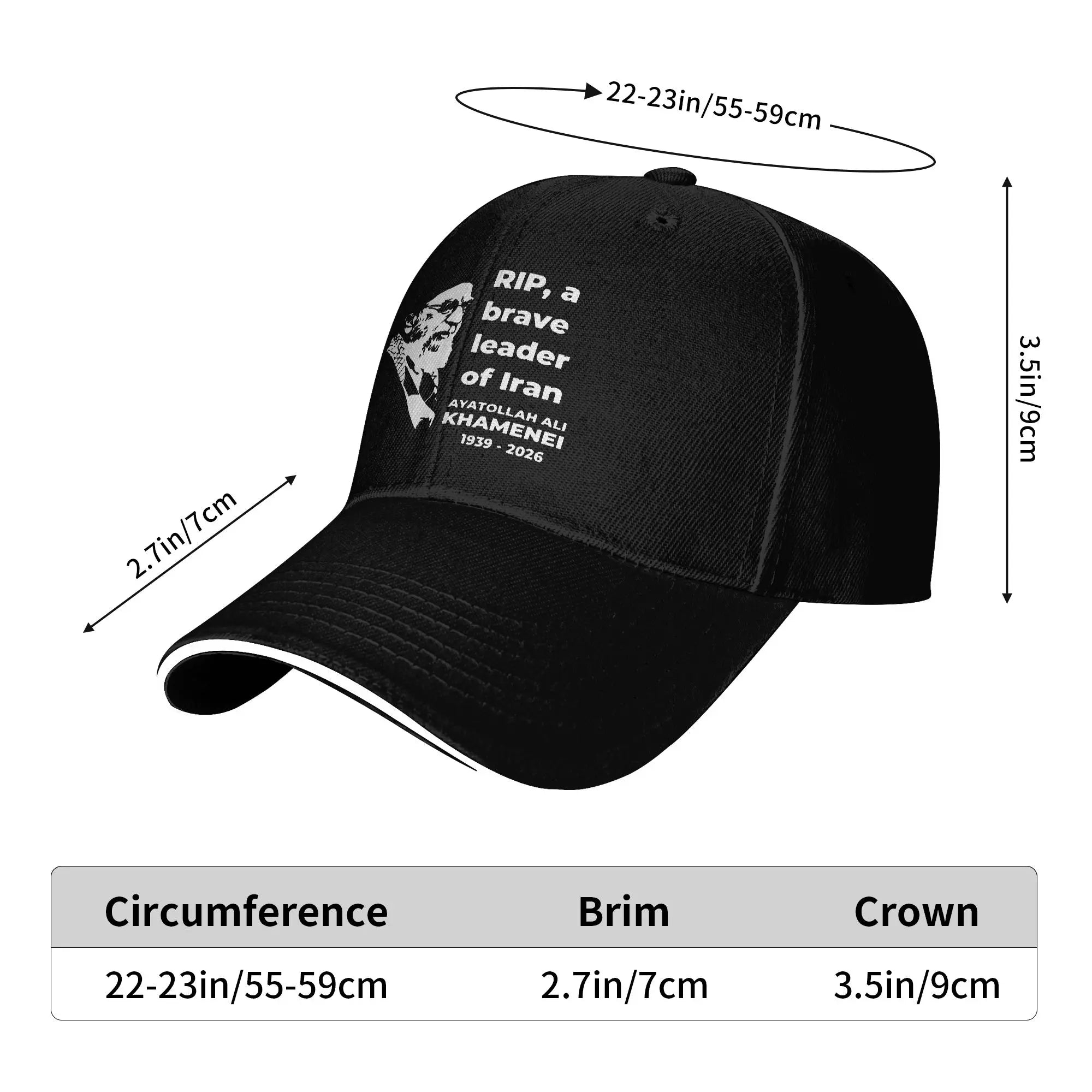 RIP Iran Ayatollah Ali Khamenei 1939 - 2026  Caps For Unisex Cool Baseball Cap  Snapback Hat Golf Headewear Gift