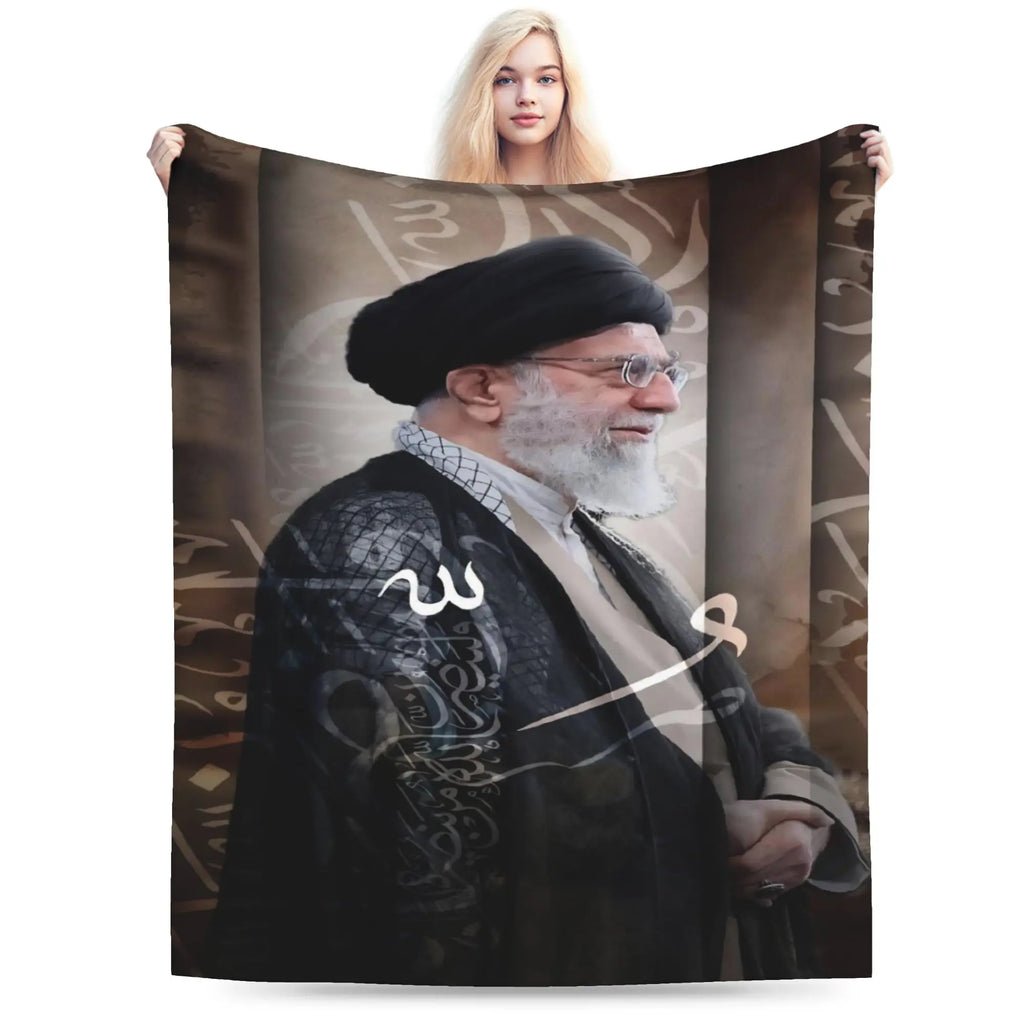 Ayatollah Sayyed Ali Khamenei Iranian Leader Blanket Aesthetic Throw Blanket Home Decor Flannel Bedspread Sofa Bed Cover