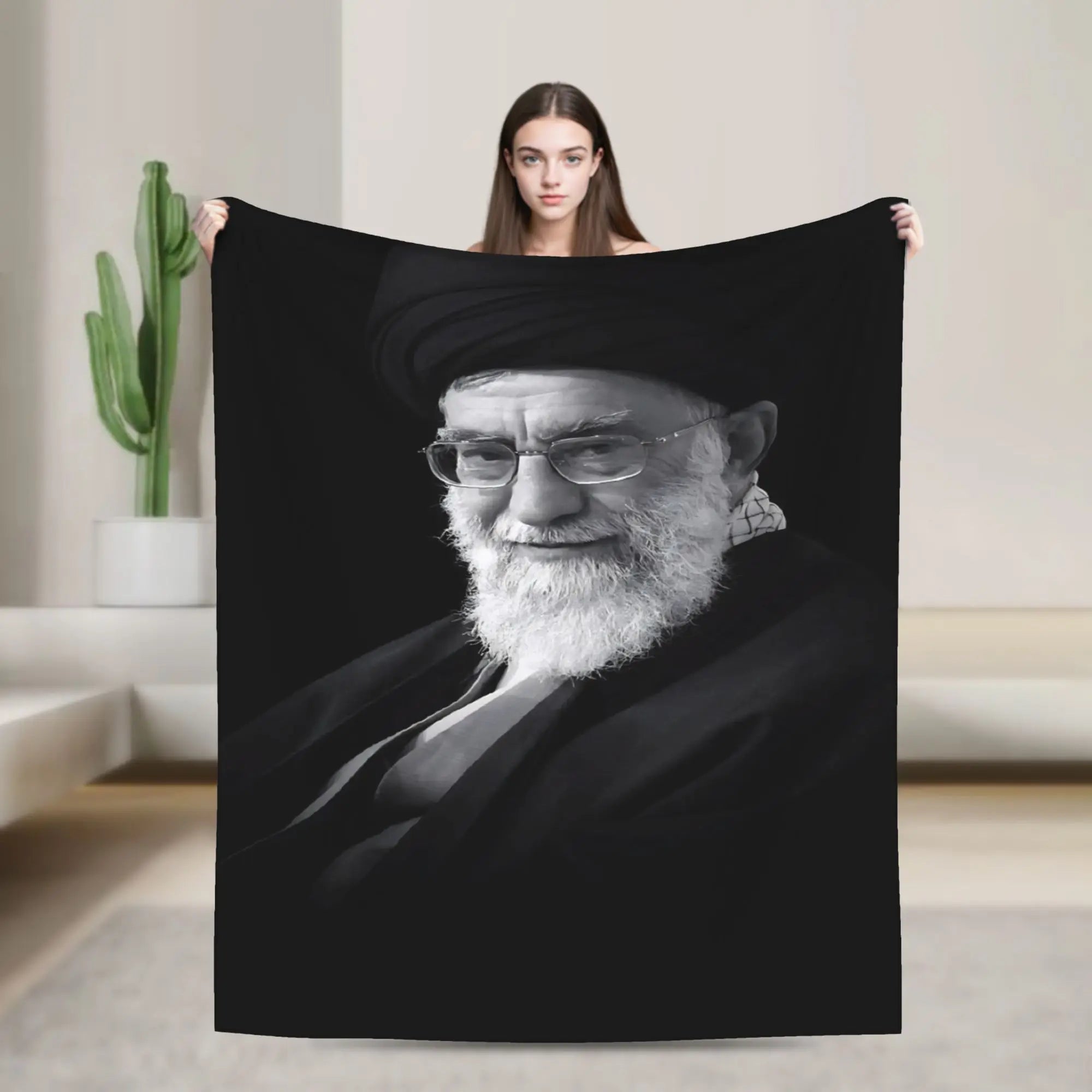 Ayatollah Sayyed Ali Khamenei Iranian Leader Blanket Aesthetic Throw Blanket Home Decor Flannel Bedspread Sofa Bed Cover