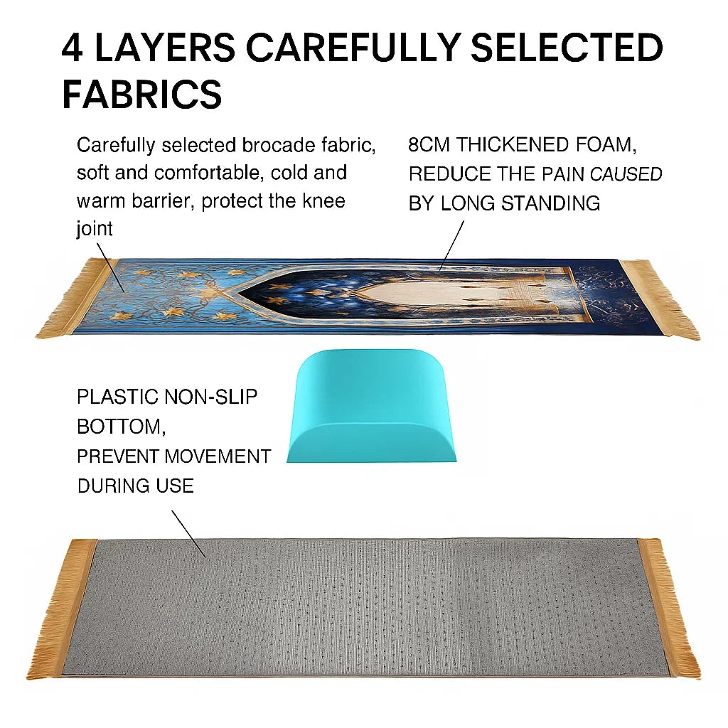 Prayer Rug Living Room Prayer Mat 70*110cm Muslim Islamic Prayer Rug, Carpet Mat, Kneeling Poly Mat with Vintage Pattern, Tassel