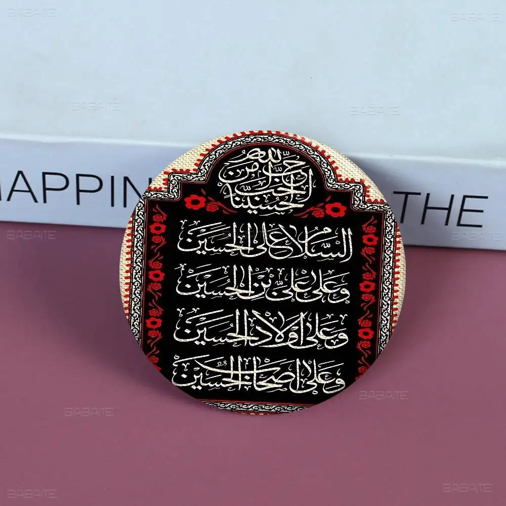 I-Imam H-Hussain Ali Round Button Pins Slogan Creative Brooches Metal Badge Fans Gifts