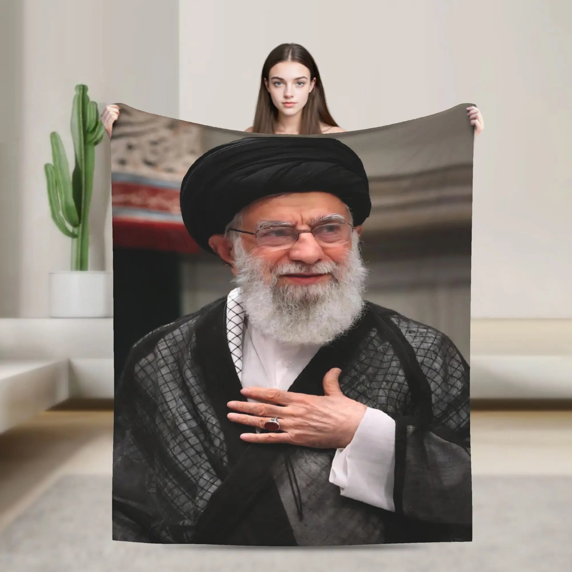Soft Warm Blanket Ayatollah Sayyed Ali Khamenei Iranian Leader Throw Blanket  Flannel Bedspread For Couch Chair Sofa Bed Cover