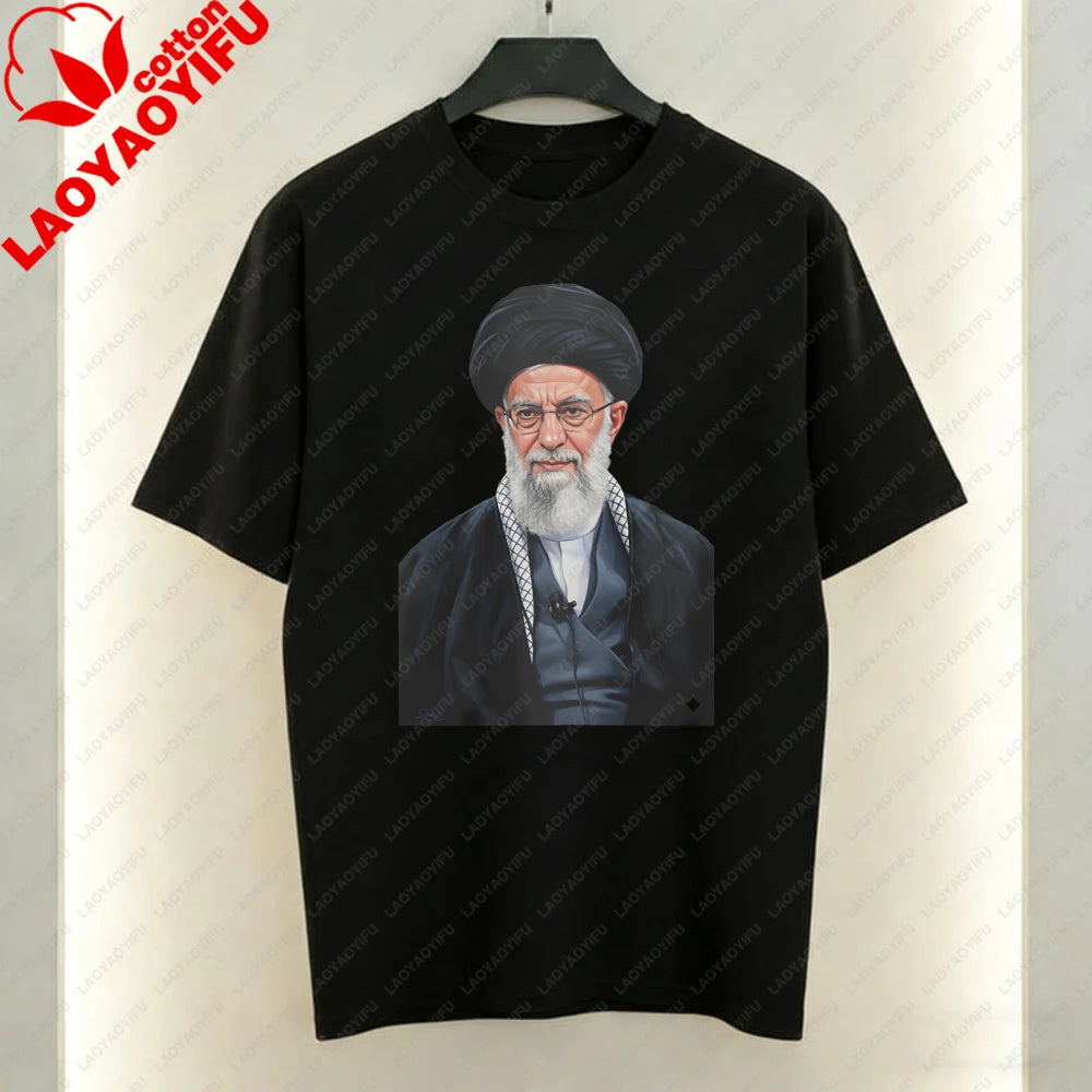 Supreme Leader of Iran Graphic T-Shirt Religious Figure Printing Tshirt Mourning Khamenei Shirt Unisex Cotton Short-sleeve Tees