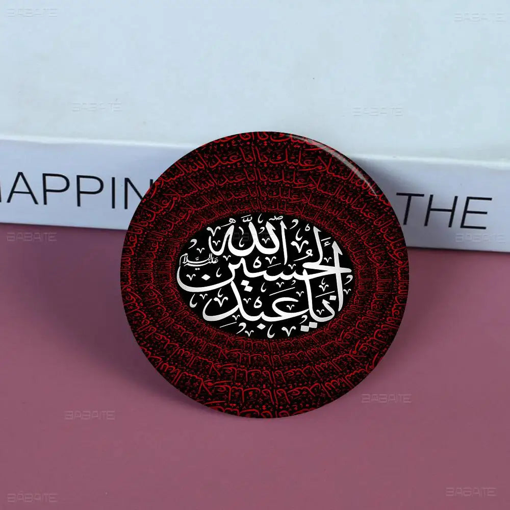 I-Imam H-Hussain Ali Round Button Pins Slogan Creative Brooches Metal Badge Fans Gifts