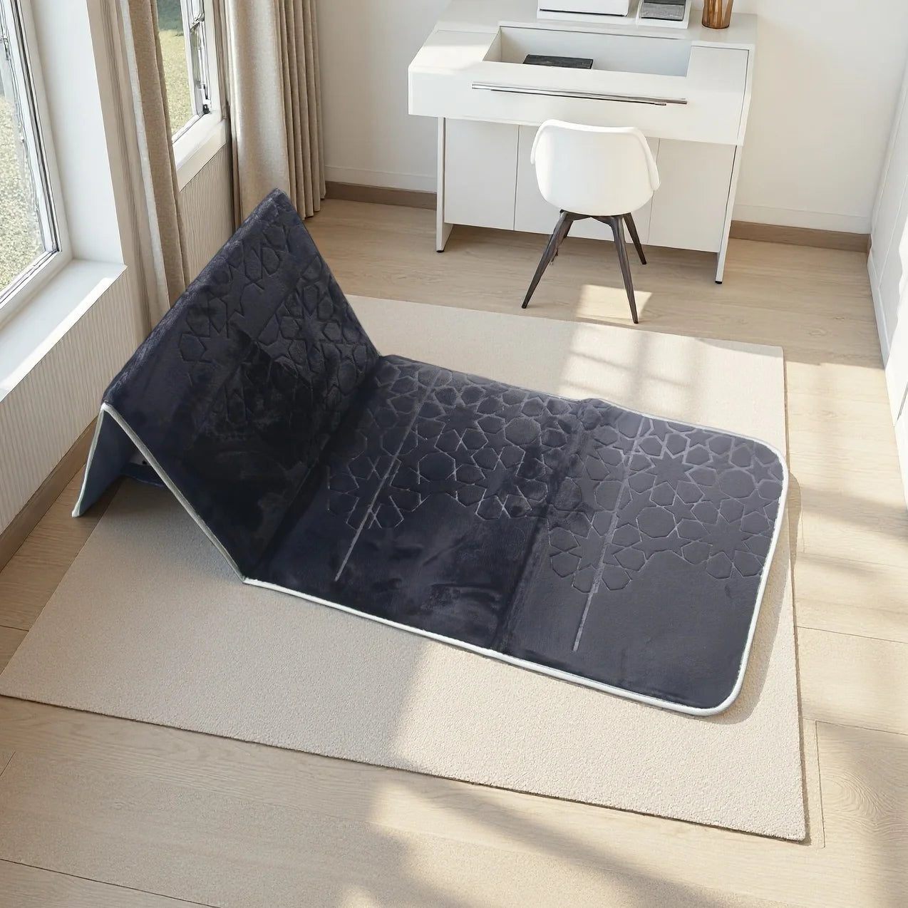 Prayer Mat with Back Support Muslim Prayer Rug Thick Padded Islam Janamaz for Women and Men Soft Foldable Travel Islamic Carpet