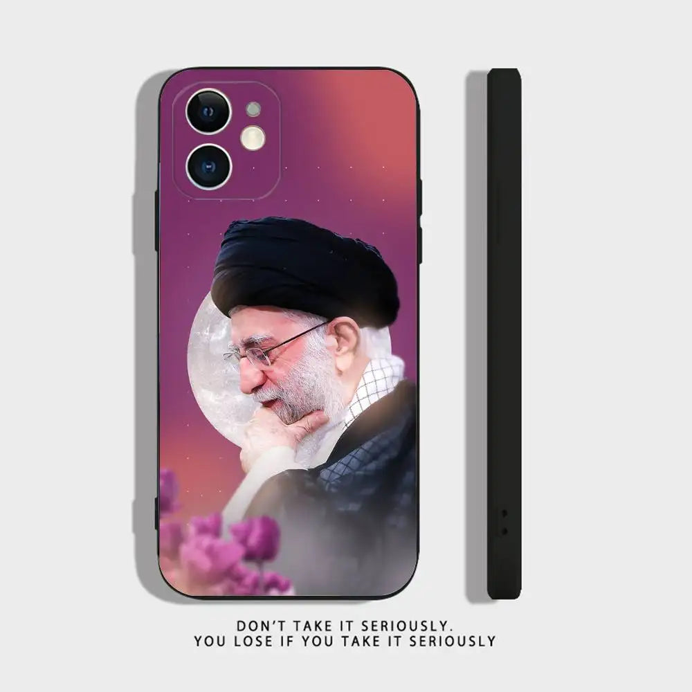 Peace Be Upon Him K-Khamenei I-Iran Phone Case For iPhone 17,16,15,14,13,12,11,X,XR,XS,Plus,Mini,Pro,Max black Shockproof Cover