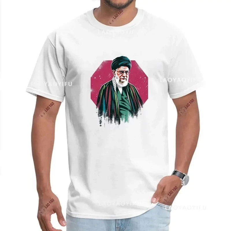 Hip Hop Graphic T-Shirt Y2K Khamenei Print Oversized Tee Men Women Cotton Short Sleeve Streetwear O-Neck Summer T Shirt Gift New