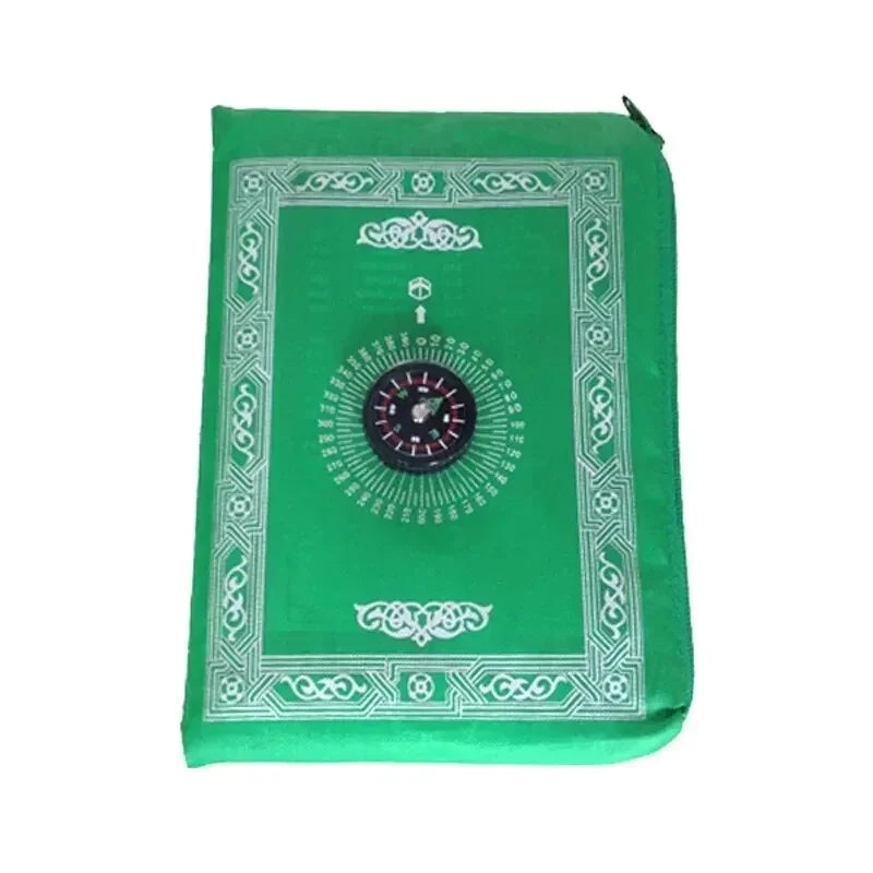 Muslim Prayer Rug Portable Large Size Braided Mats Simply Print with Compass In Pouch Travel Home New Style Pilgrimage Blanket
