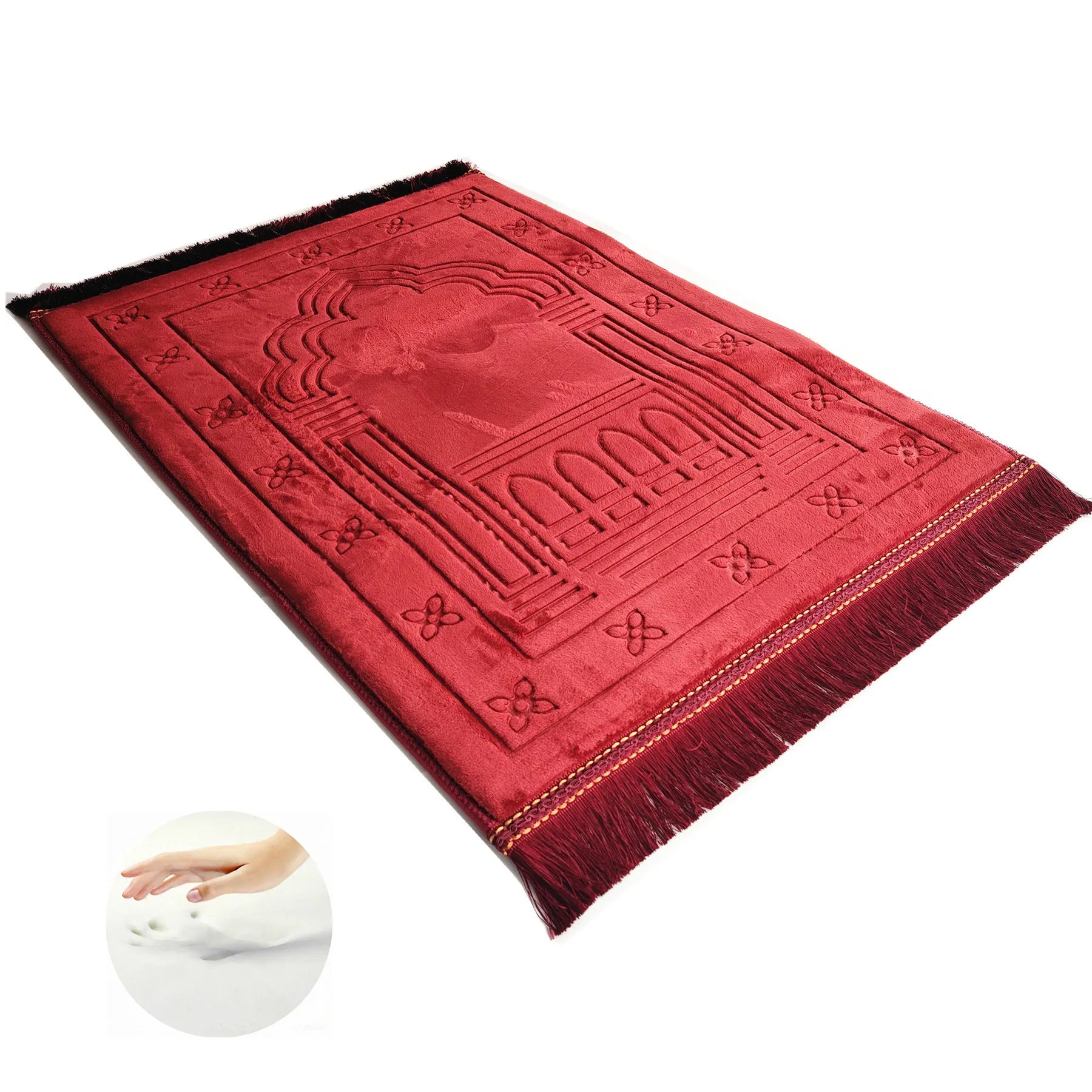 Memory Foam Prayer Mat Luxury Large Muslim Prayer rug Padded Very Thick Janamaz Sajadah for Men Women for Eid Ramadan