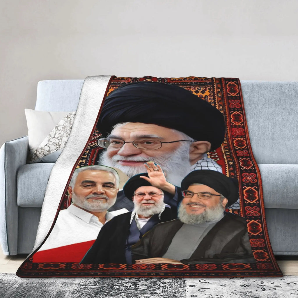 Soft Warm Blanket Ayatollah Sayyed Ali Khamenei Iranian Leader Throw Blanket  Flannel Bedspread For Couch Chair Sofa Bed Cover
