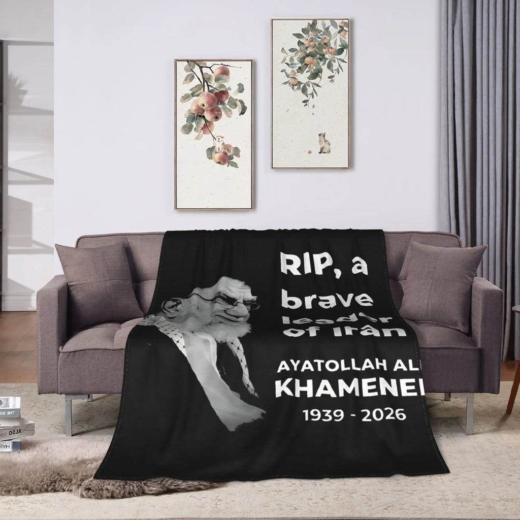 Ali Khamenei RIP A Brave Leader Of Iran 1939 2026 Warm Comfy Blanket For Chair Sofa Bed  Throw Blanket Winter Flannel Bedspread