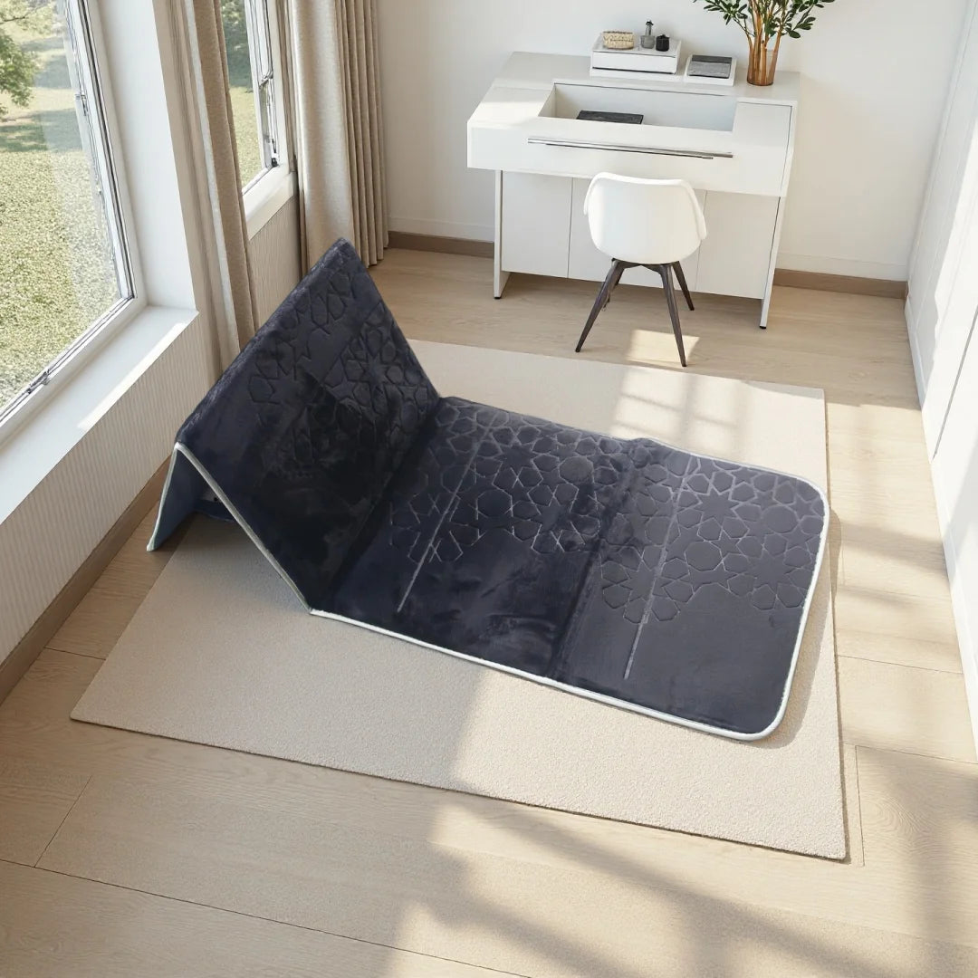 Prayer Mat with Back Support Muslim Prayer Rug Thick Padded Islam Janamaz for Women and Men Soft Foldable Travel Islamic Carpet