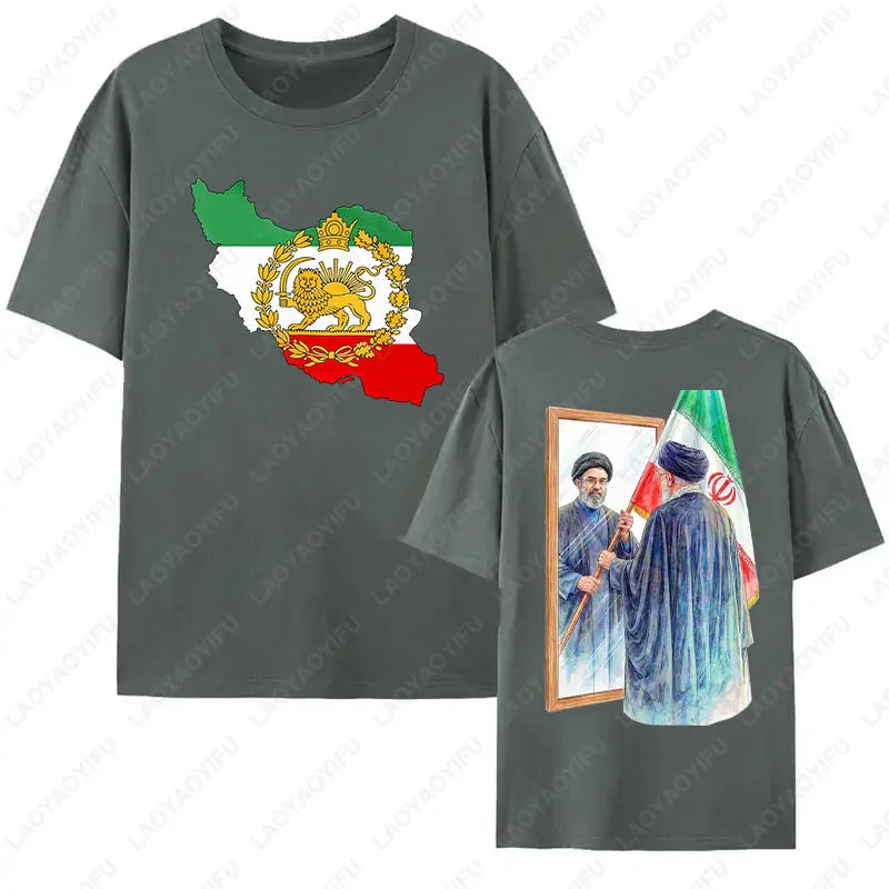 2026 Mojtaba Khamenei Inherit Iran Supreme Leader Graphic T-shirt Iran Flag Cultural Shirt Men Women Cotton Short-sleeve Tops