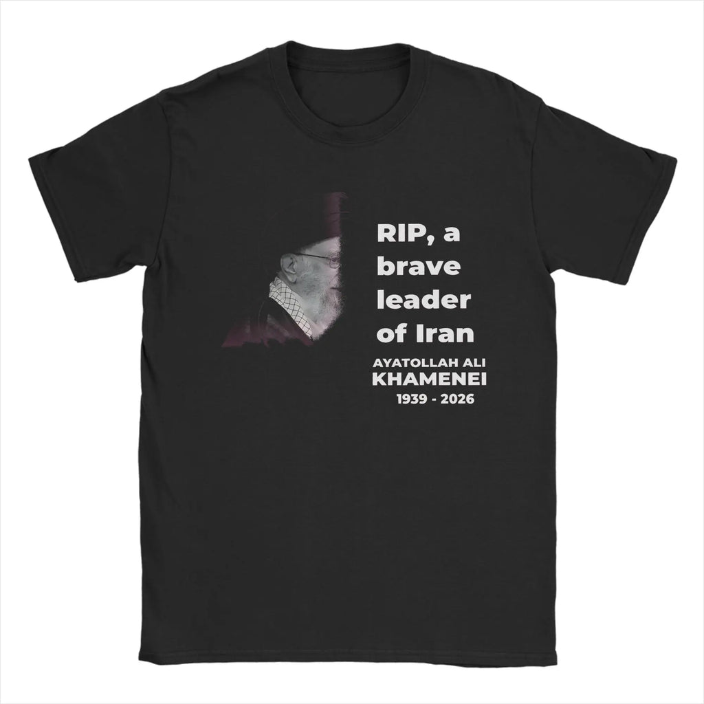 RIP Iran Ali Khamenei T-Shirt Summer Iranian Leader T-Shirts Pure Cotton Tee Shirt For Men's Short Sleeve Casual Top Tees