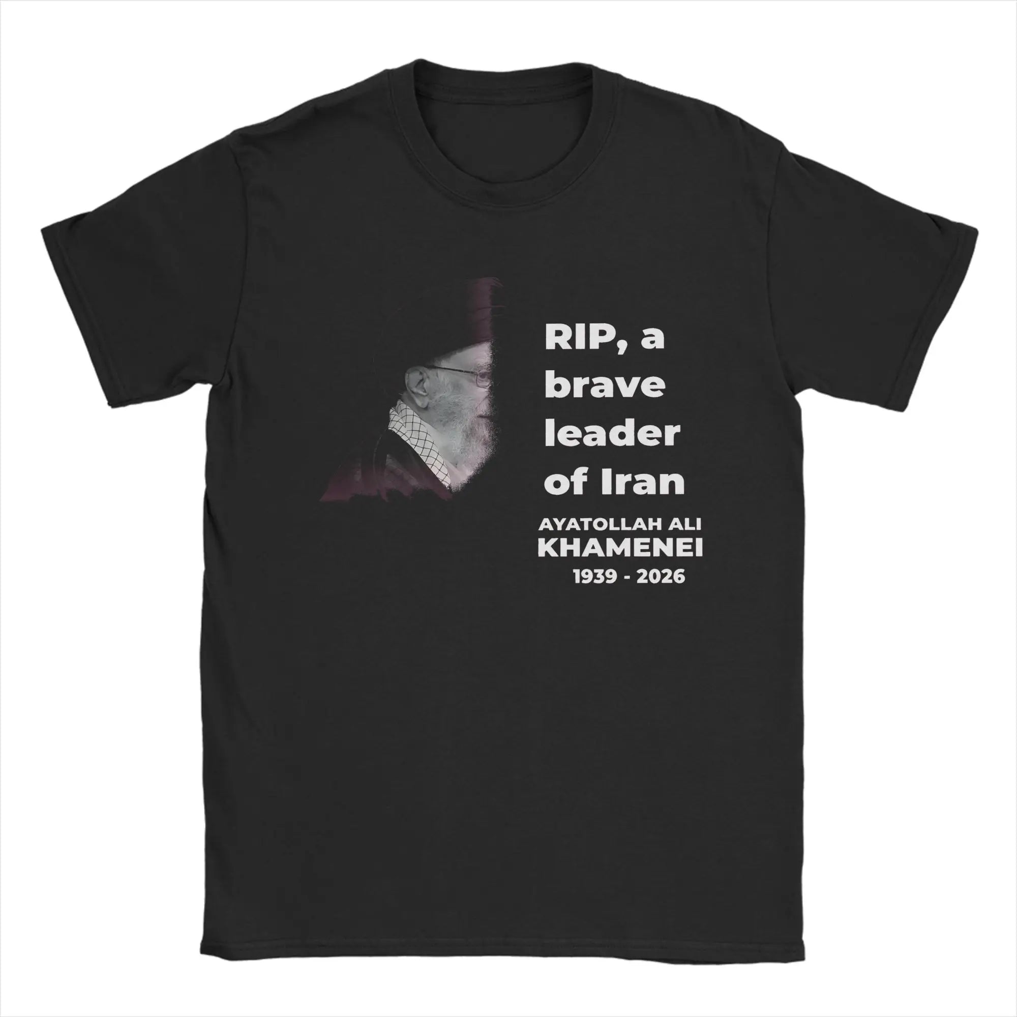 RIP Iran Ali Khamenei T-Shirt Summer Iranian Leader T-Shirts Pure Cotton Tee Shirt For Men's Short Sleeve Casual Top Tees