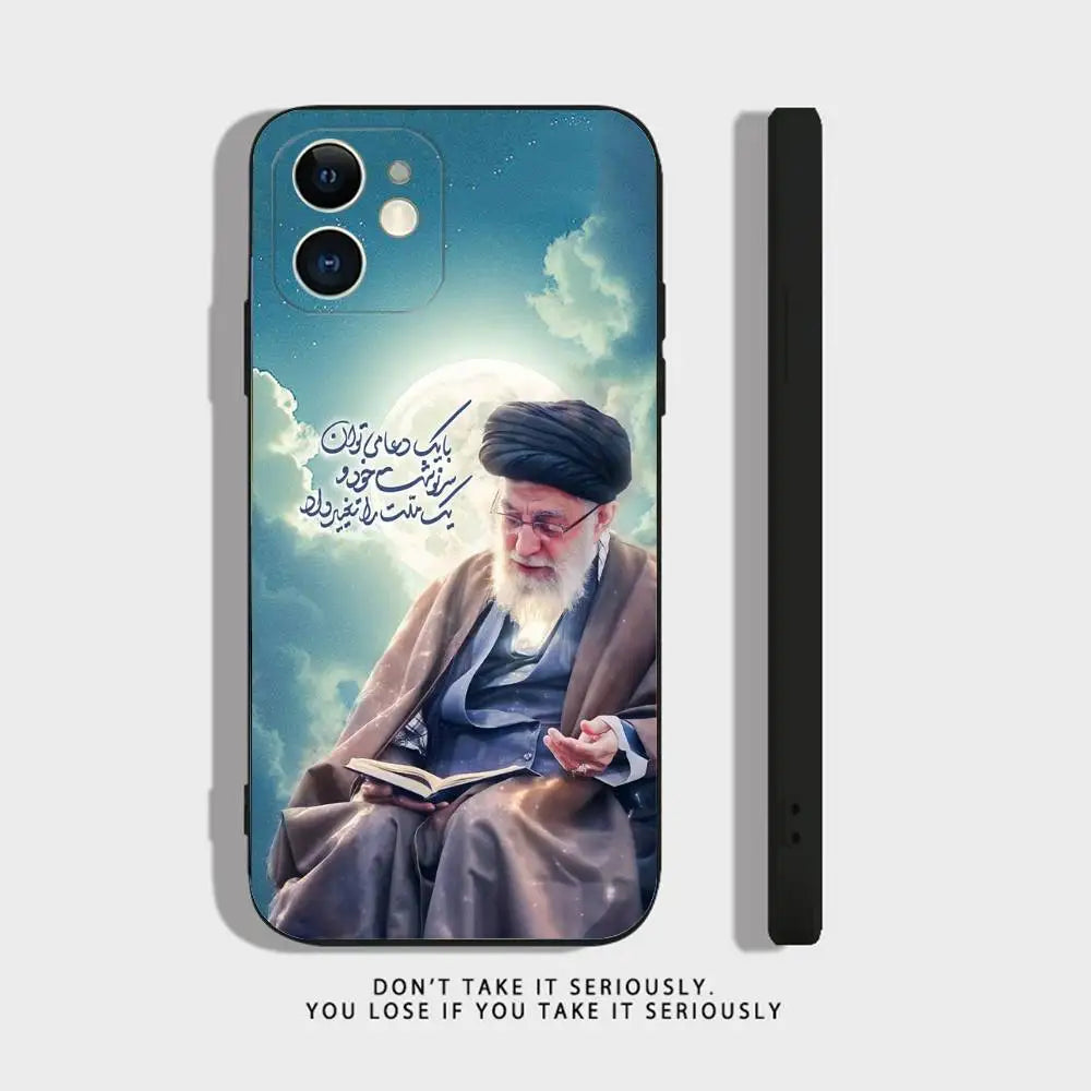 Peace Be Upon Him K-Khamenei I-Iran Phone Case For iPhone 17,16,15,14,13,12,11,X,XR,XS,Plus,Mini,Pro,Max black Shockproof Cover