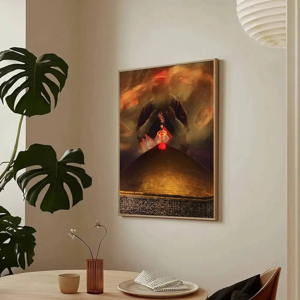 Imam Hussain Ali Painting Calligraphy Canvas Poster Wall Art Print Home Decor