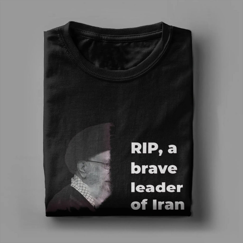 RIP Iran Ali Khamenei T-Shirt Summer Iranian Leader T-Shirts Pure Cotton Tee Shirt For Men's Short Sleeve Casual Top Tees