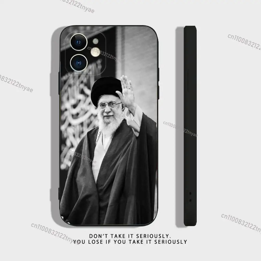 Peace Be Upon Him K-Khamenei I-Iran Phone Case For iPhone 17,16,15,14,13,12,11,X,XR,XS,Plus,Mini,Pro,Max black Shockproof Cover