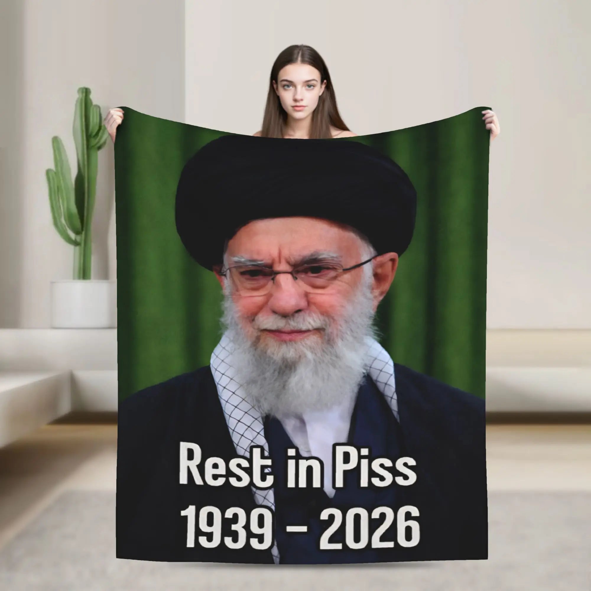 Ayatollah Sayyed Ali Khamenei Iranian Leader Blanket Aesthetic Throw Blanket Home Decor Flannel Bedspread Sofa Bed Cover