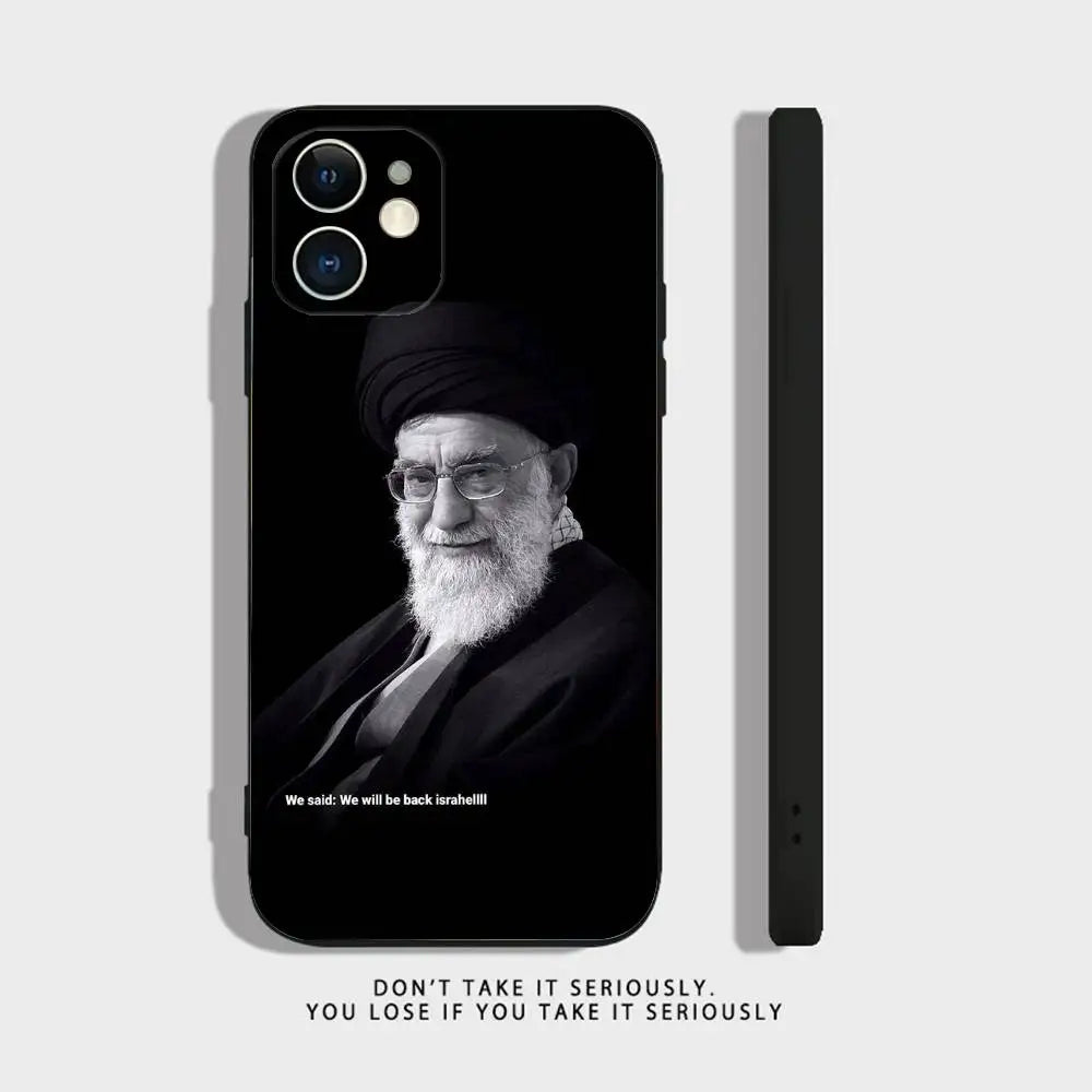 Peace Be Upon Him K-Khamenei I-Iran Phone Case For iPhone 17,16,15,14,13,12,11,X,XR,XS,Plus,Mini,Pro,Max black Shockproof Cover