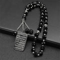 Stainless Steel Quran Arabic Car Pendant Islamic Muslim 33 Prayer Beads Glass Chain Rearview Mirror Pendant Religious Jewelry