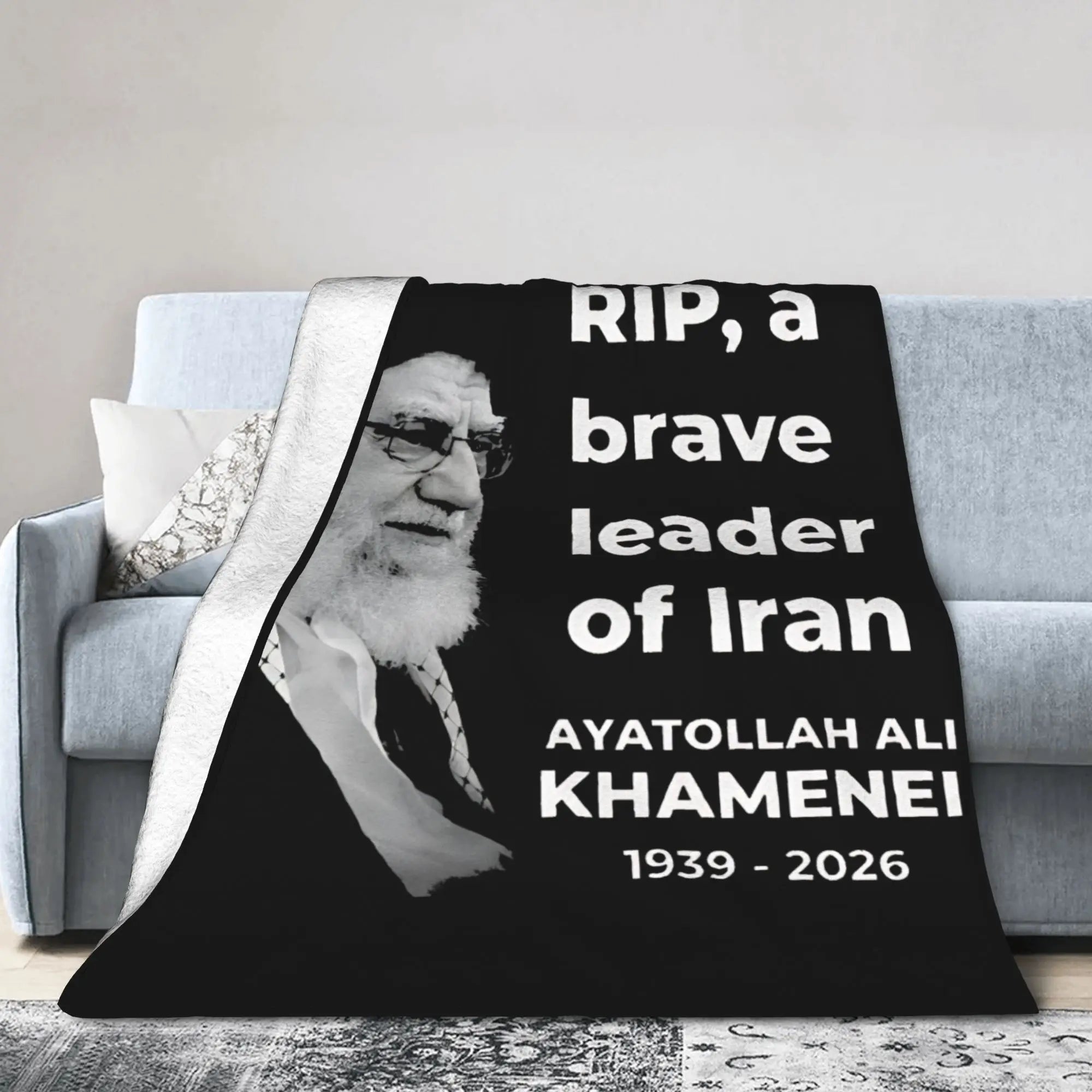 Ali Khamenei RIP A Brave Leader Of Iran 1939 2026 Warm Comfy Blanket For Chair Sofa Bed  Throw Blanket Winter Flannel Bedspread