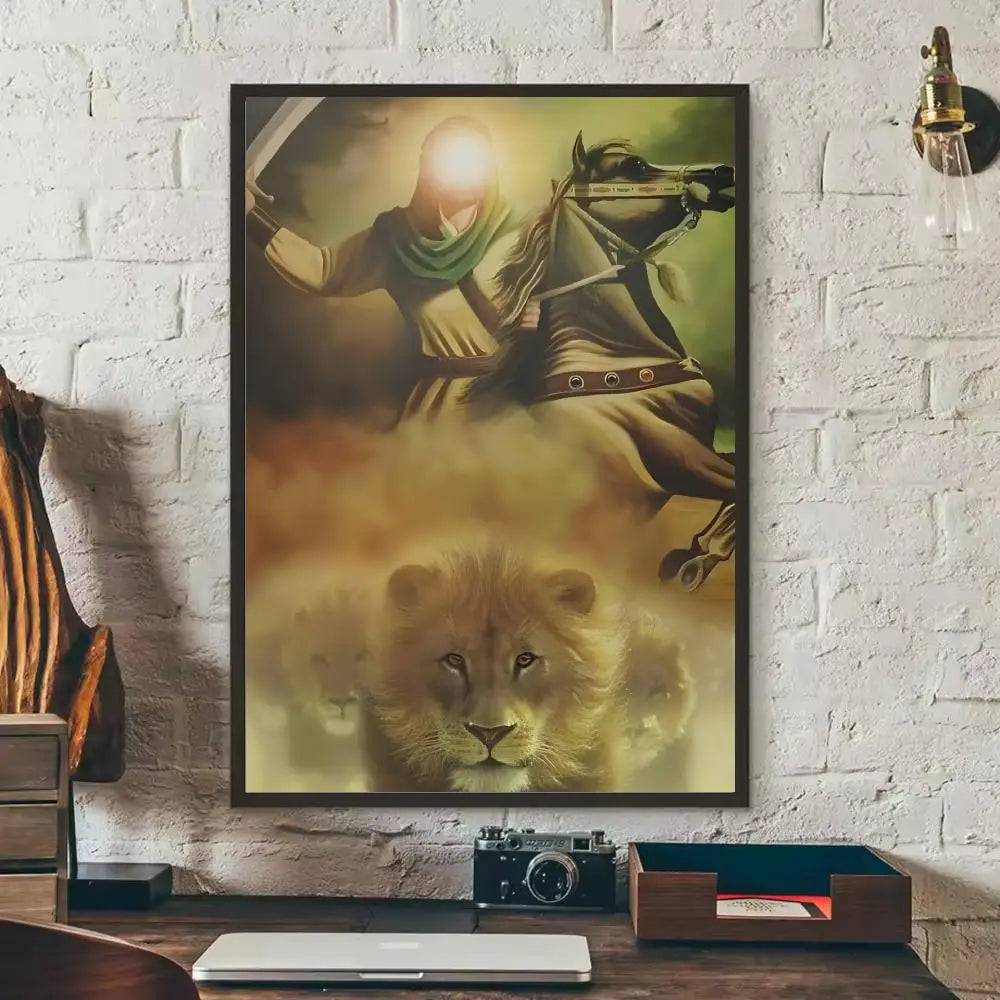 Imam Hussain Ali art anime Painting Calligraphy Anti-wrinkle Canvas Poster Wall Art Print Home Decor