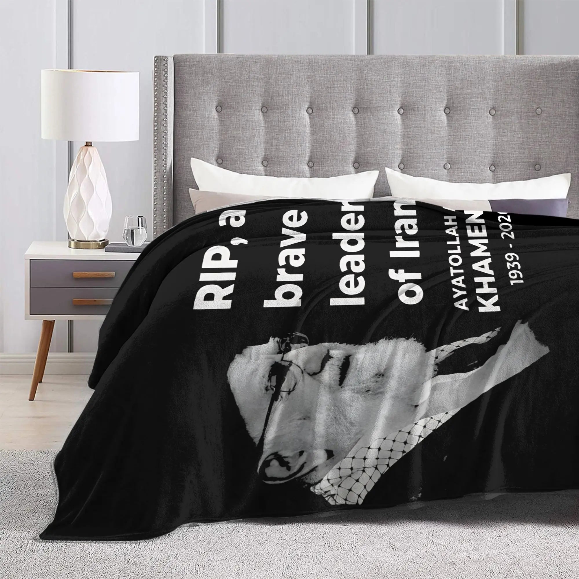 Ali Khamenei RIP A Brave Leader Of Iran 1939 2026 Warm Comfy Blanket For Chair Sofa Bed  Throw Blanket Winter Flannel Bedspread