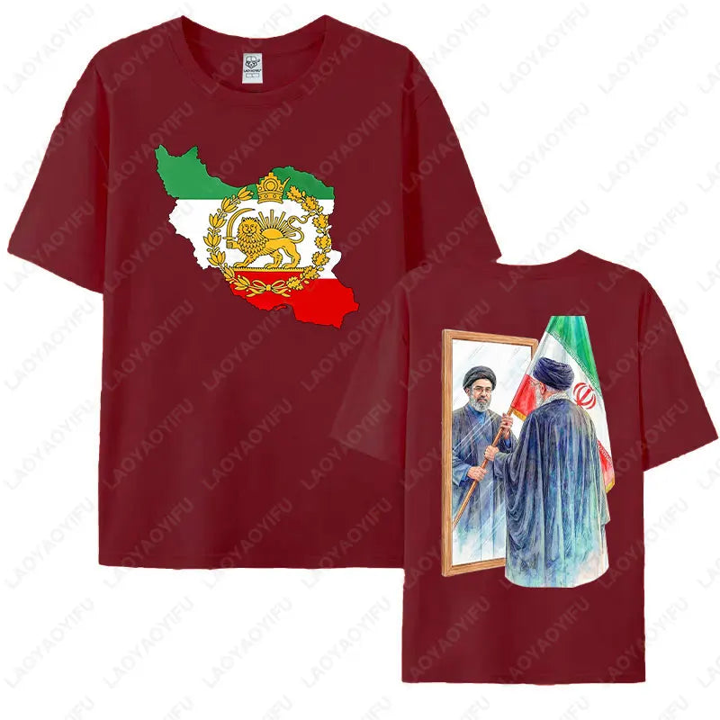 2026 Mojtaba Khamenei Inherit Iran Supreme Leader Graphic T-shirt Iran Flag Cultural Shirt Men Women Cotton Short-sleeve Tops
