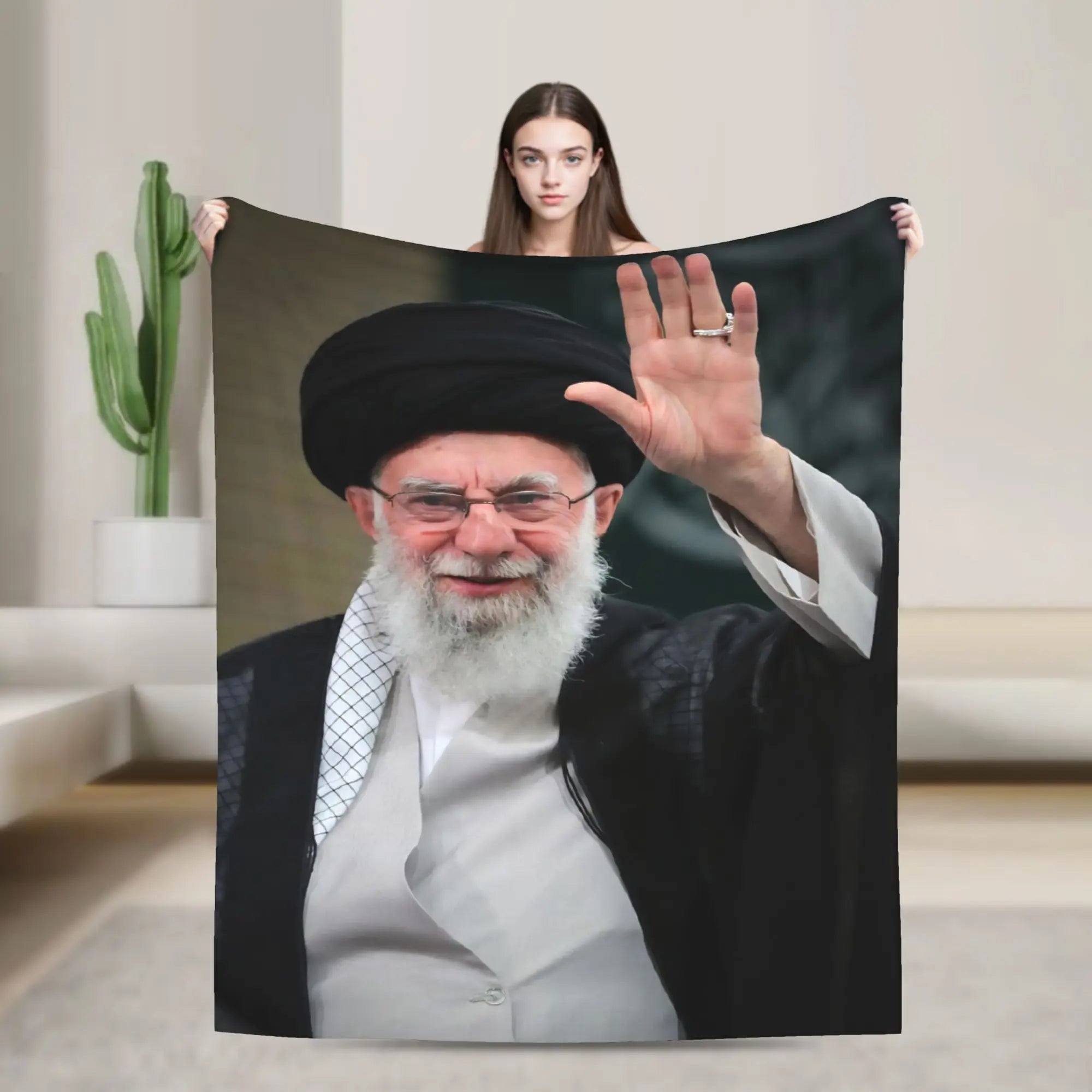 Ayatollah Sayyed Ali Khamenei Iranian Leader Blanket Aesthetic Throw Blanket Home Decor Flannel Bedspread Sofa Bed Cover