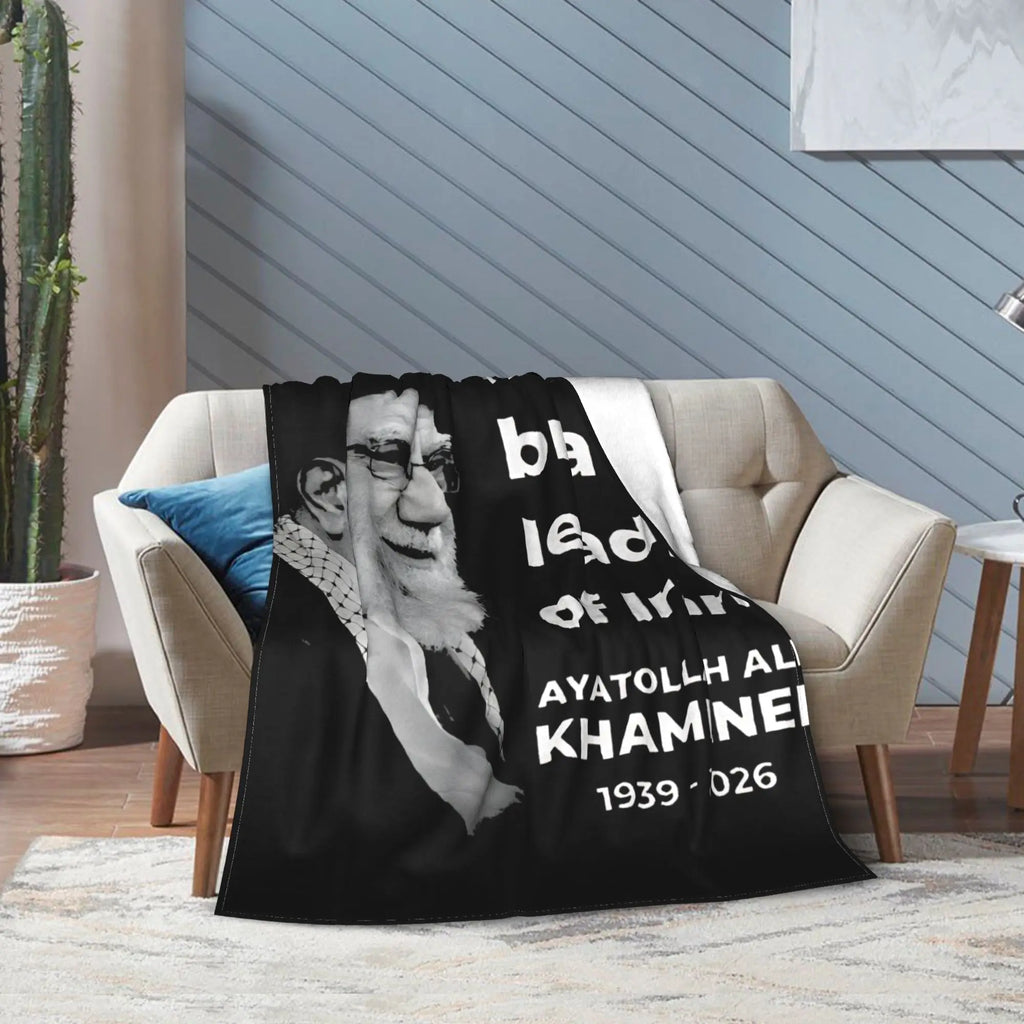 Ali Khamenei RIP A Brave Leader Of Iran 1939 2026 Warm Comfy Blanket For Chair Sofa Bed  Throw Blanket Winter Flannel Bedspread